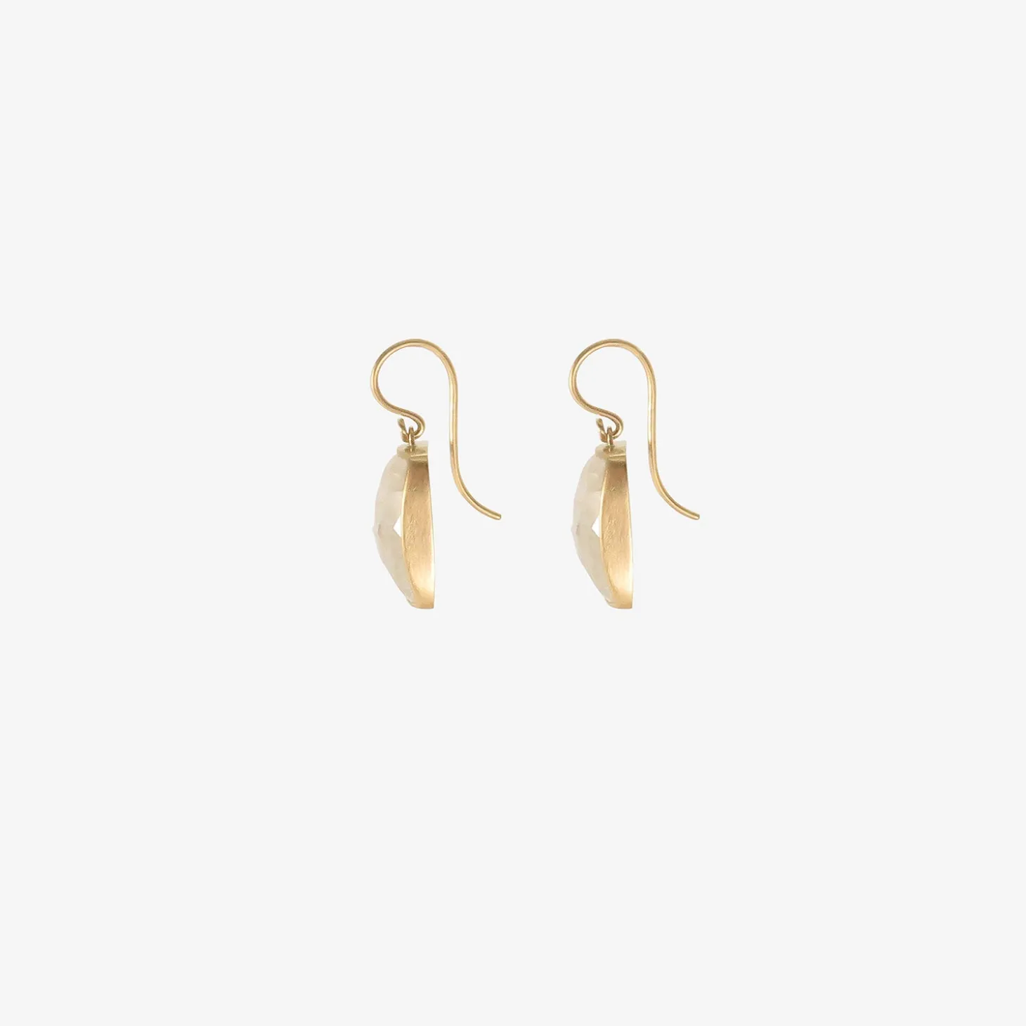 18k & rectangular faceted moonstone drop earrings, 19.09ct