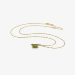 18k & rectangular green tourmaline mini gem pendant