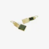 22k & rectangular green tourmaline klimt double drop earrings, 2.43ct