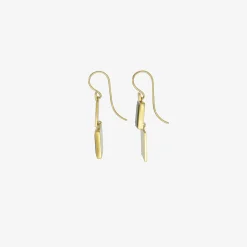 22k & rectangular green tourmaline klimt double drop earrings, 2.43ct