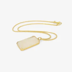 18k & rectangular rainbow moonstone pendant