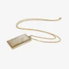 14k & rectangular rutilated quartz monolith pendant, 81.19ct