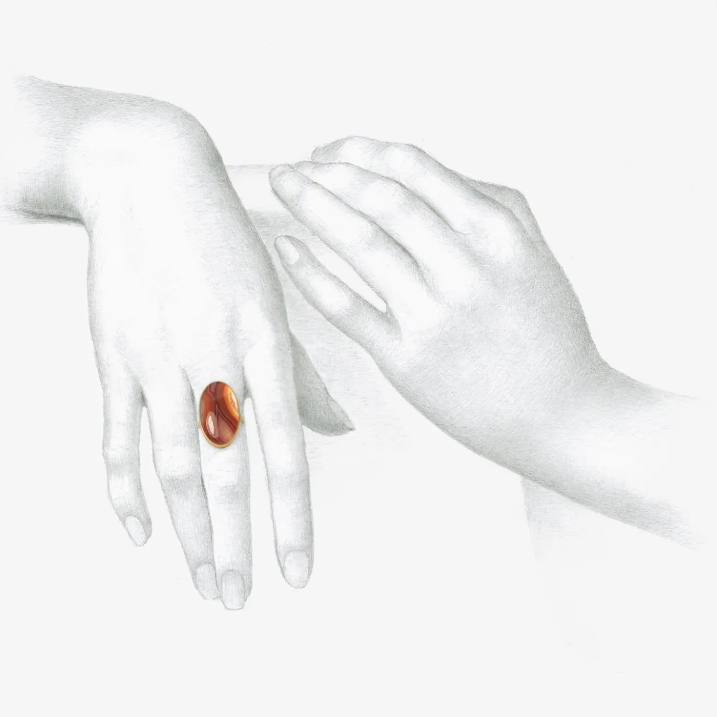 18k & red mexican agate ring, 13.91ct