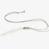14k & rock crystal bean pendant with keshi pearl & labradorite on silk cord