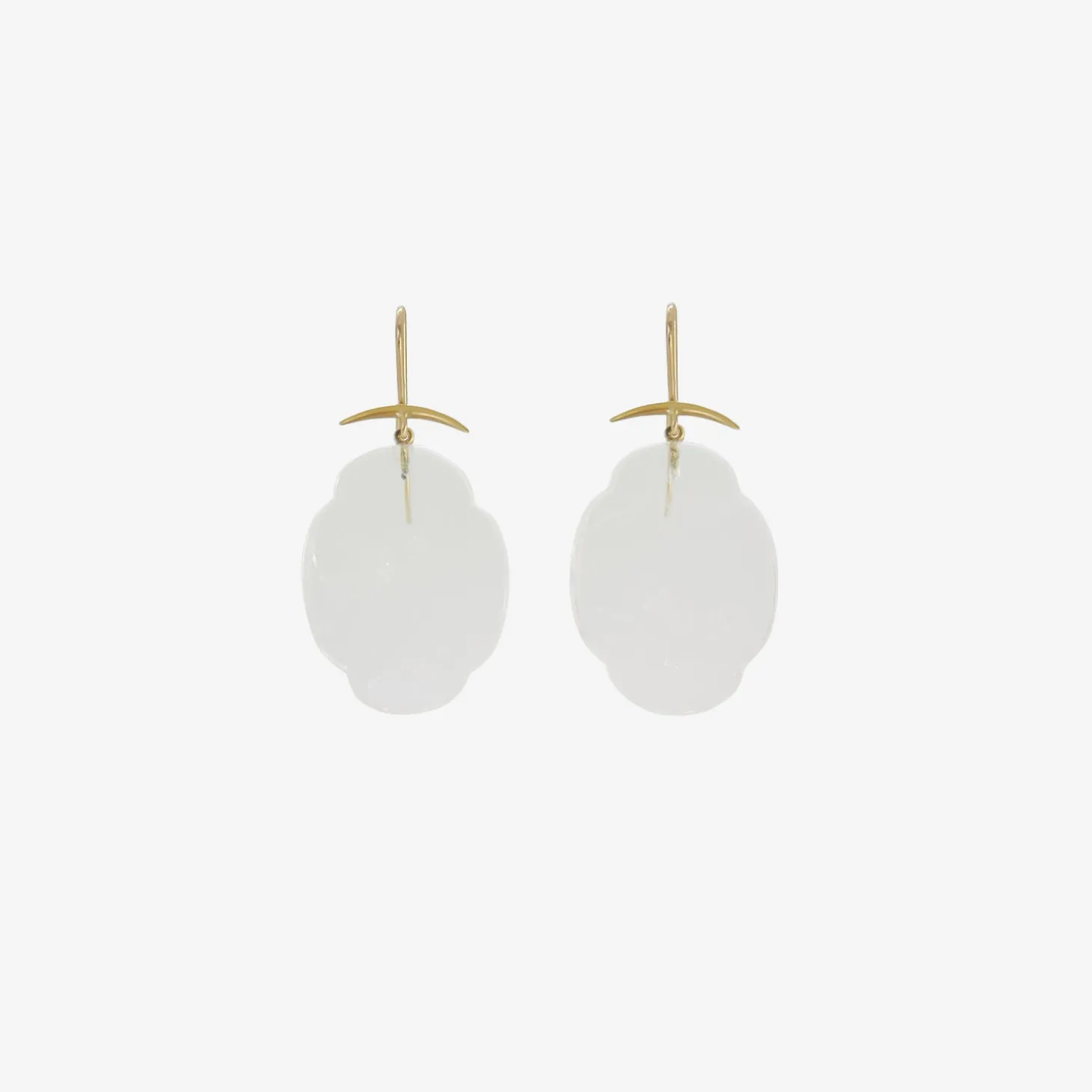 18k & rock crystal scallop earrings