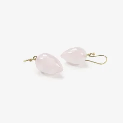14k & rose quartz acorns