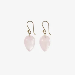 14k & rose quartz acorns