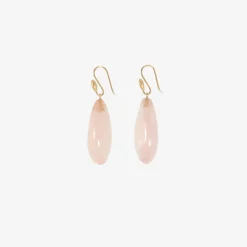 14k & rose quartz hand-cut teardrop earrings