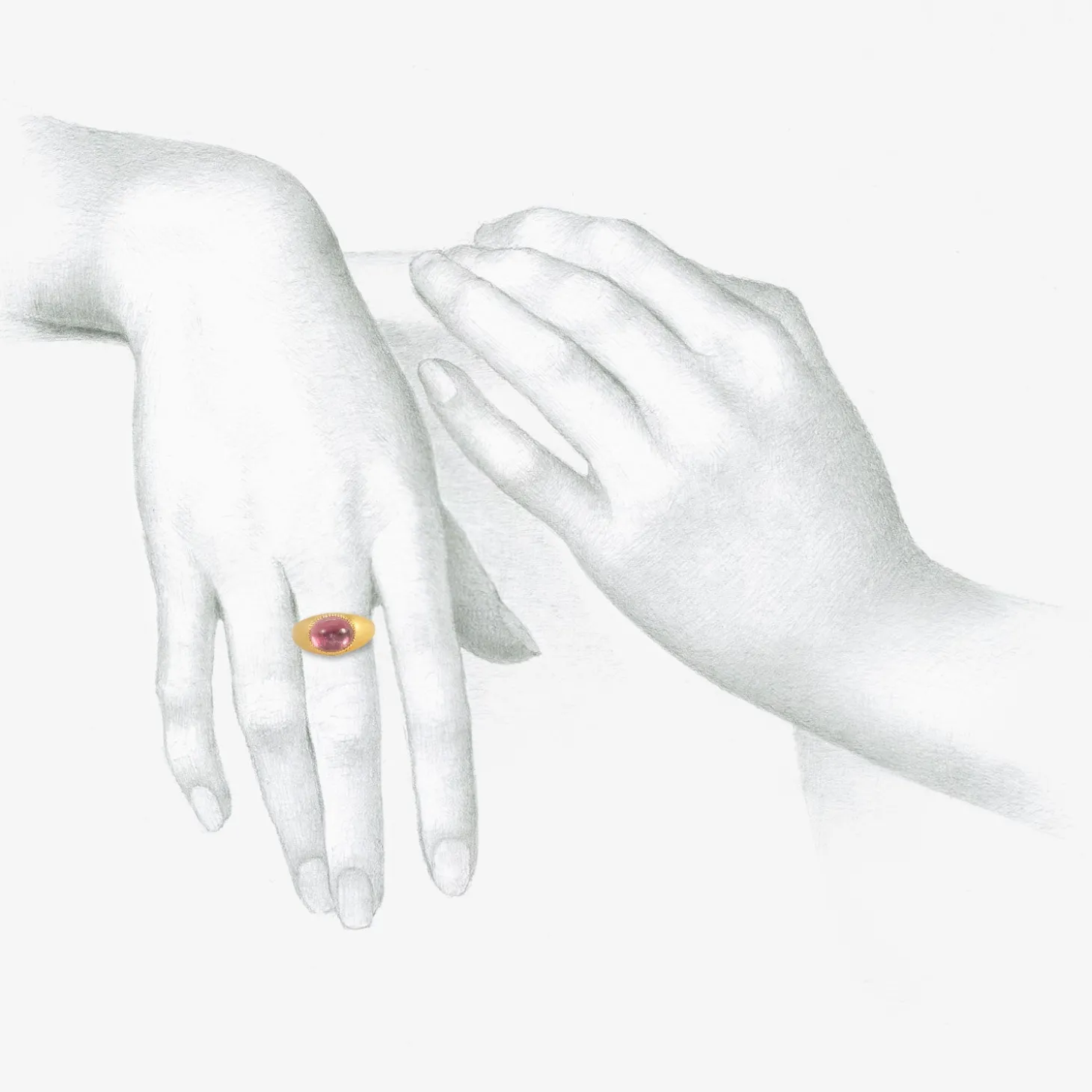 22k & rose tourmaline roz ring
