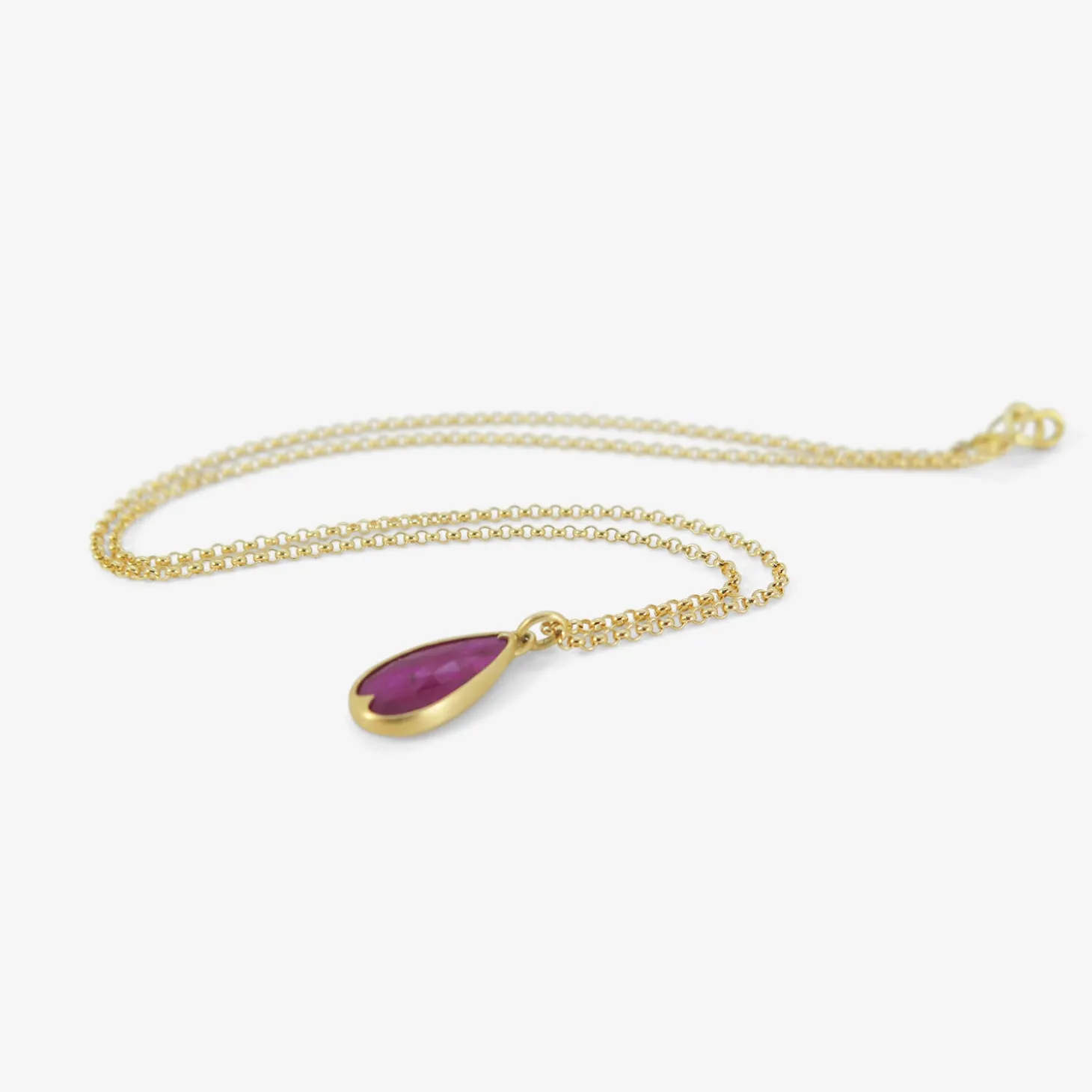 18k & rose-cut pear-shaped ruby pendant, 2ct