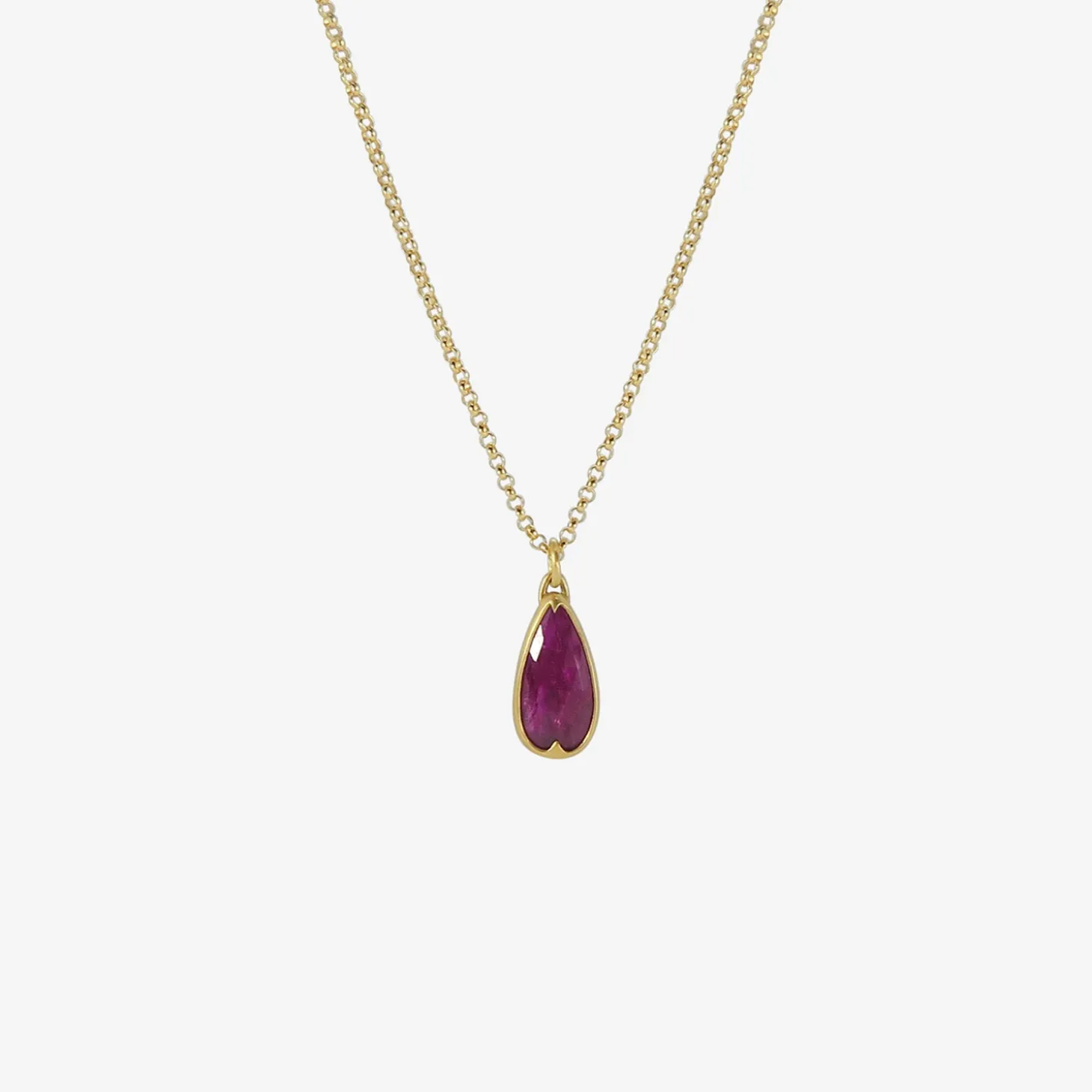 18k & rose-cut pear-shaped ruby pendant, 2ct