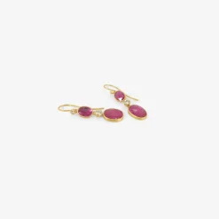 18k & rose-cut ruby double drop earrings with diamonds