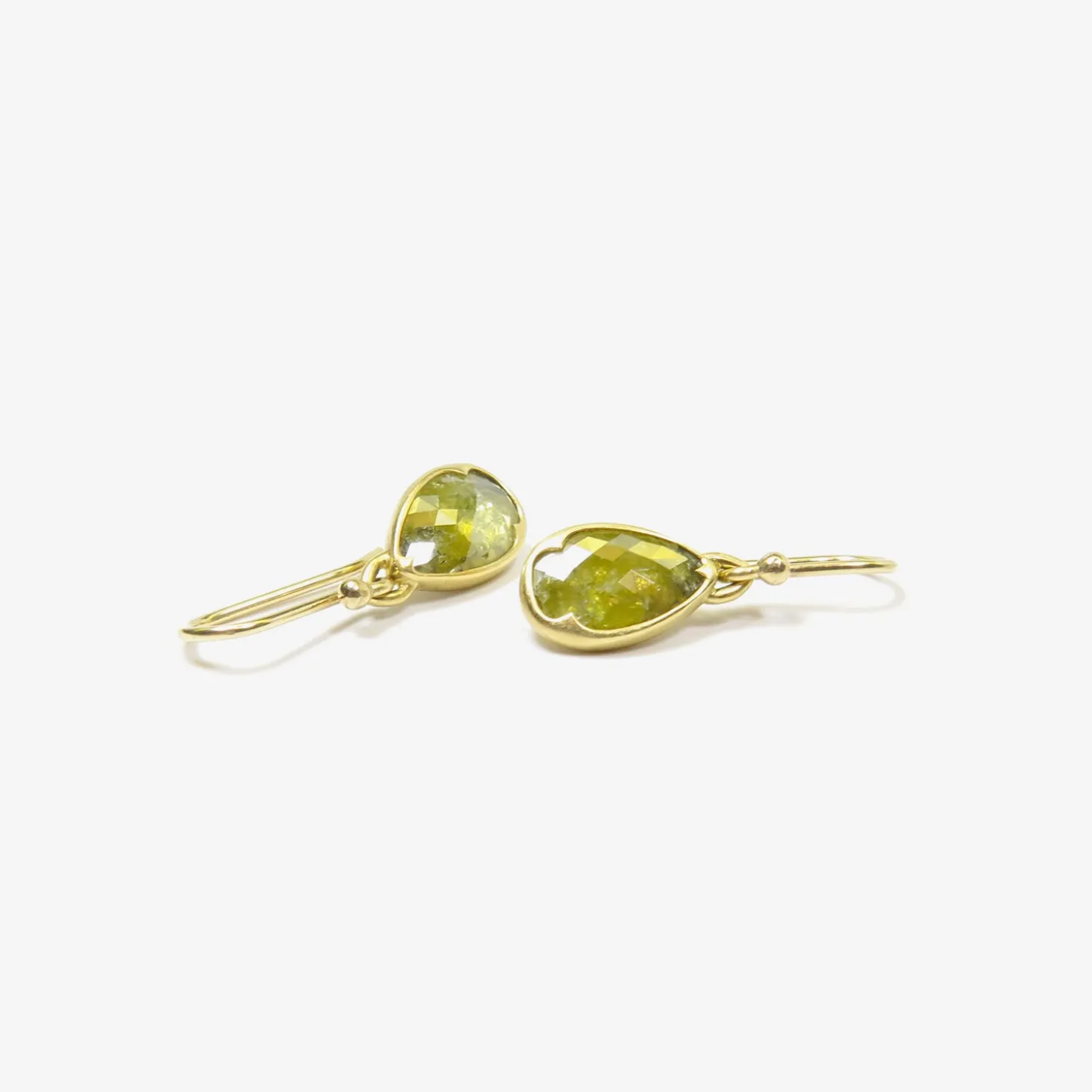 18k & rose-cut yellow diamond earrings