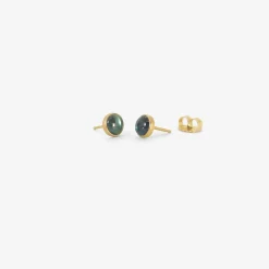 18k & round blue green tourmaline studs, 1.35ct