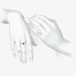 18k & round faceted orange sapphire ring, 1ct