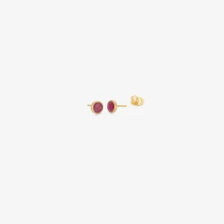 18k & round madagascar ruby studs, 1ct