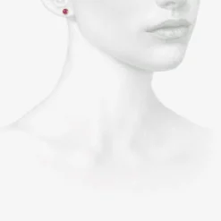 18k & round mozambique ruby studs, 1.5ct