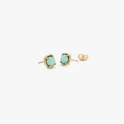 18k & round persian turquoise studs