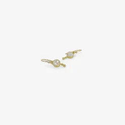 18k & round rose-cut diamond earrings with ball drops