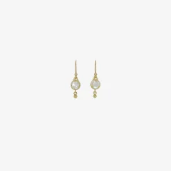 18k & round rose-cut diamond earrings with ball drops