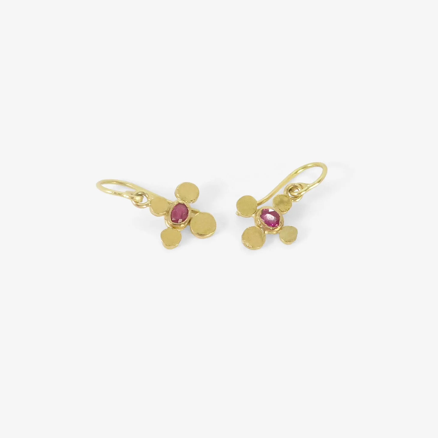 22k & ruby tiny squash earrings