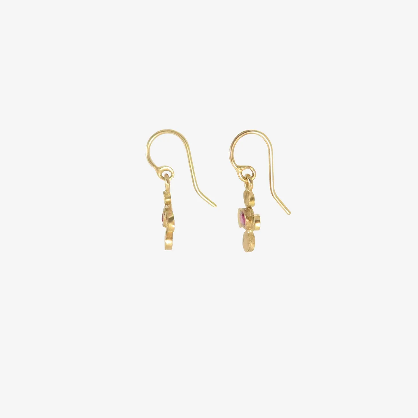 22k & ruby tiny squash earrings