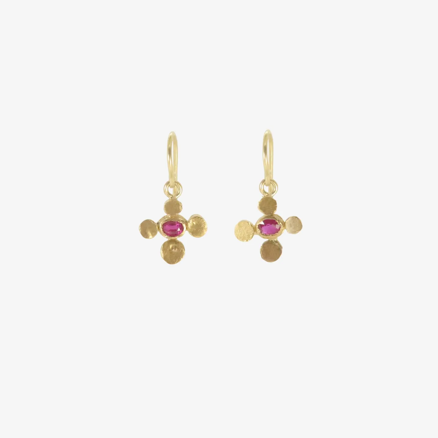 22k & ruby tiny squash earrings