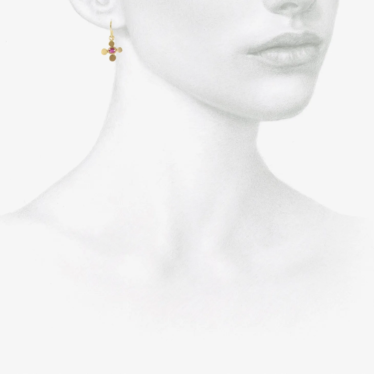 22k & ruby tiny squash earrings