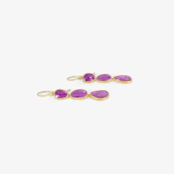 18k & ruby triple drop earrings, 7.35ct