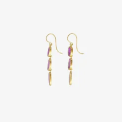 18k & ruby triple drop earrings, 7.35ct