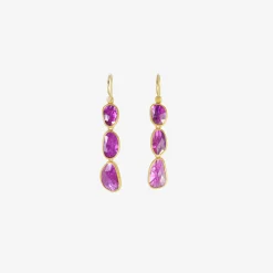18k & ruby triple drop earrings, 7.35ct