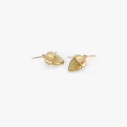 14k & rutilated quartz acorn earrings