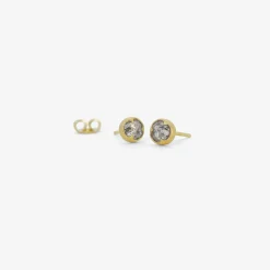 18k & salt and pepper rose-cut diamond studs, .95ct