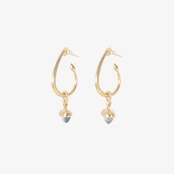 14k & sapphire acorn hoops on posts