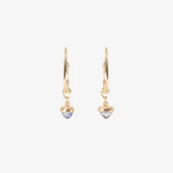 14k & sapphire acorn hoops on posts