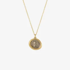18k & silver ancient greek coin pendant with hercules / athena, 380-281 bc