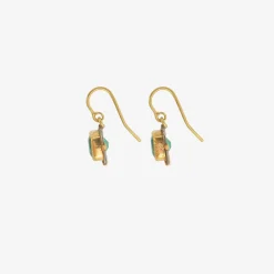 24k & silver bezel set square deep green emerald earrings, 3.85ct