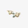 18k & silver bezel-set herkimer diamond earrings with opal drops