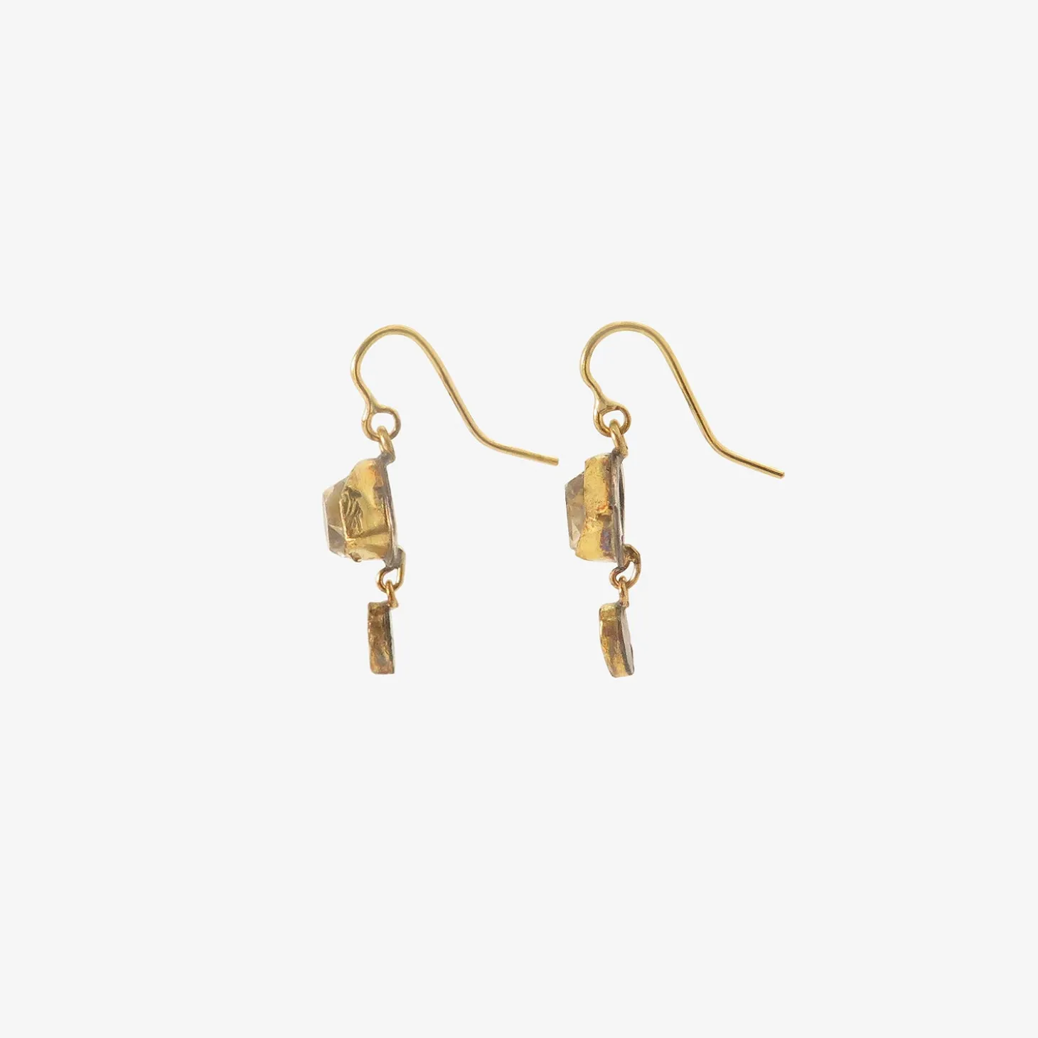 18k & silver bezel-set herkimer diamond earrings with opal drops