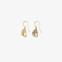 18k & silver bezel-set herkimer diamond single drop earrings