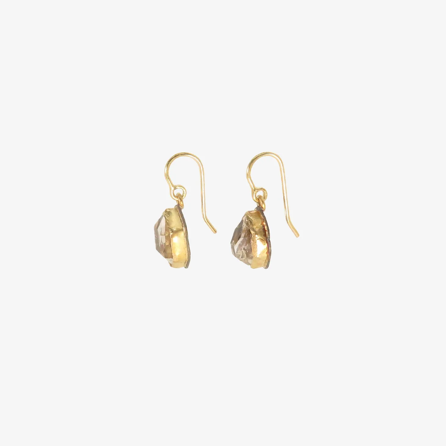 18k & silver bezel-set herkimer diamond single drop earrings