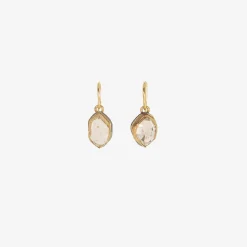 18k & silver bezel-set herkimer diamond single drop earrings