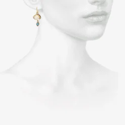 18k & silver bezel-set herkimer diamond earrings with opal drops