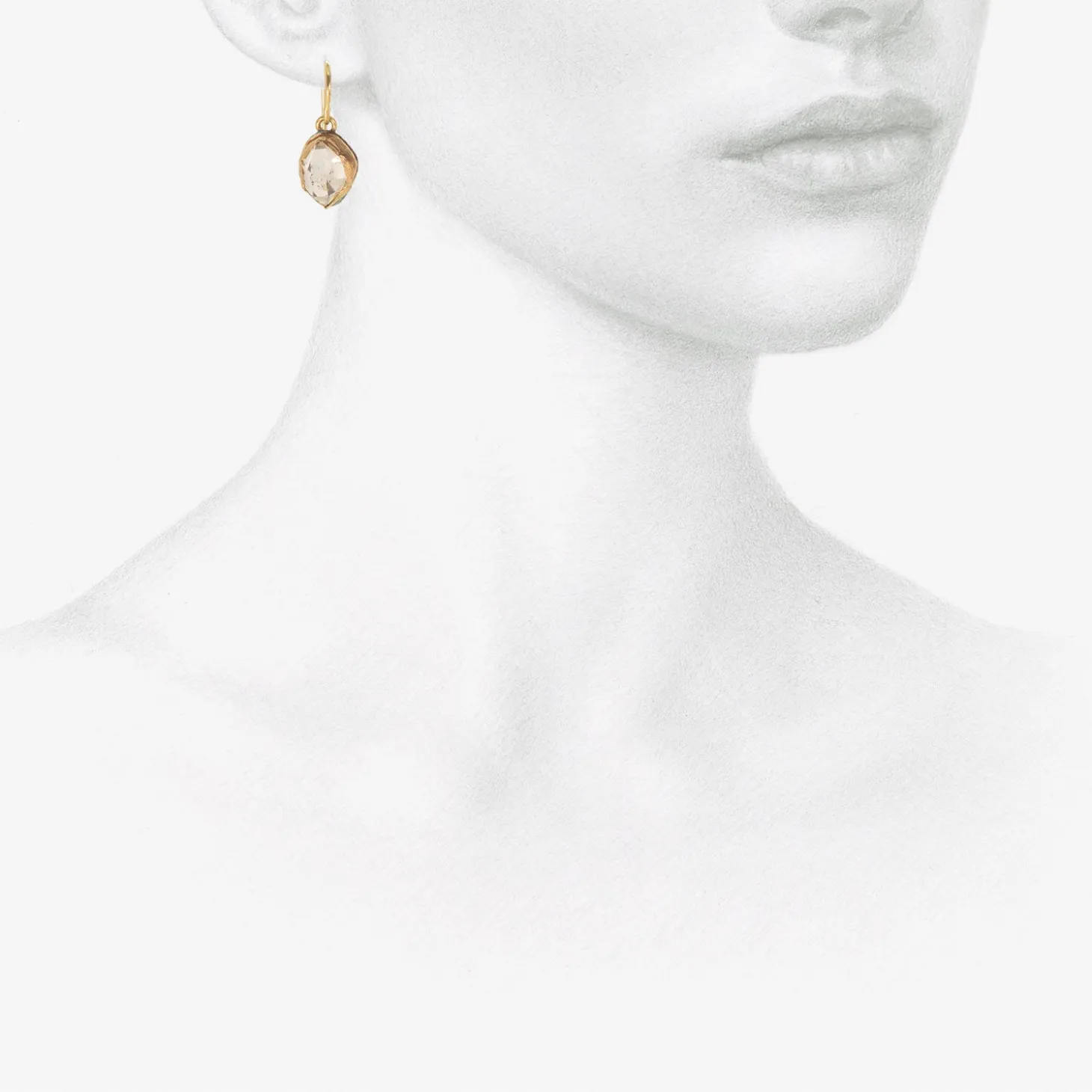 18k & silver bezel-set herkimer diamond single drop earrings