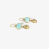18k & silver herkimer diamond & persian turquoise double drop earrings