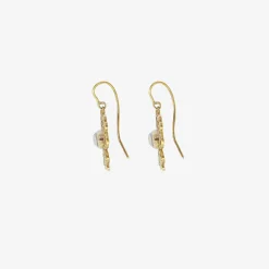 18k & silver spirally earrings with moonstone centers