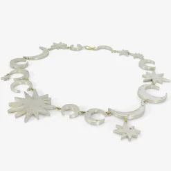 18k & silver sun and moon intergalactic necklace with diamonds, .35ct