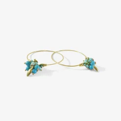 18k & sleeping beauty turquoise small hoop clusters