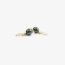 14k & small black pearl earrings