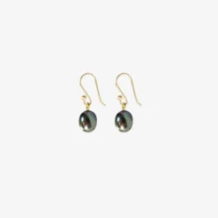 14k & small black pearl earrings